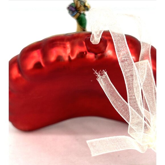 Peacock Christmas Ornament Multicolor Bird Hand Blown Glass 4" Wide Vintage - Picture 3 of 7